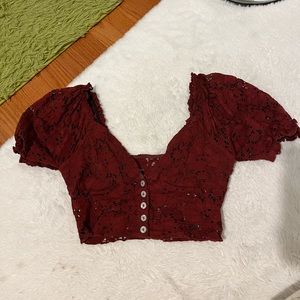 Princess Polly, puffy sleeve, maroon crop top